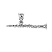.925 Sterling Silver Dangling Music Charm Woodwind Clarinet Pendant Necklace with Rolo Chain - 18