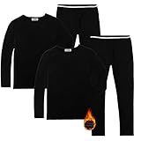 GAZIAR Boys’ Thermal Underwear Long John Set Soft Fleece Tops and Bottoms for Kids Boys 2 Pack