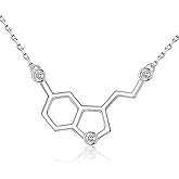 Christmas Gift for Women 925-Sterling-Silver Hormone Serotonin-Molecule neckalce - Caffeine Molecule dopamine Pendent Necklace for Teacher, Professor, Chemistry Graduates, Science Jewelry Lovers (18K-Gold-Plated)