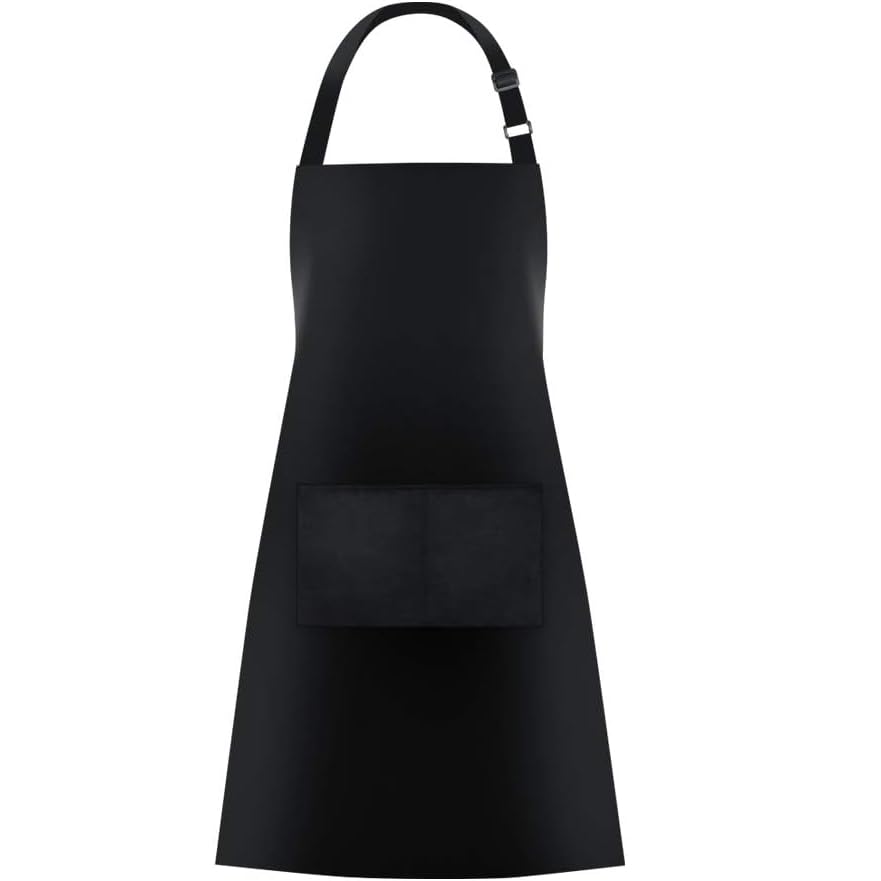 chenqi Kitchen Apron Adjustable Bib Apron with 2 Pockets, Unisex Cooking Apron for Home Kitchen, Baking, Restaurant, Coffee house BBQ (Black)