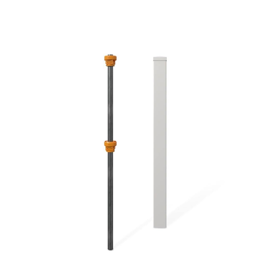Photo 1 of 4ft Tall (1 Unit) No Dig WamBam Finishing Post with Steel Pipe Anchor Kit, Permanent White Vinyl Post for Nantucket, Sturbridge, and Westport Fence and Gate Kits, BL19042