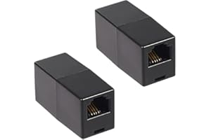 Black RJ11 6P4C Phone Line Coupler,Inline Couplers,Modular Female to Female Straight Telephone Extension Cable Cord