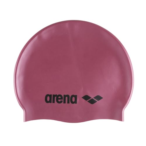Arena Classic Unisex Soft Silicone Swim Cap for Women and Men, Intensive Training and Racing Comfortable Non-Slip Long Hair Swimming Hat, Red Fandango/Black