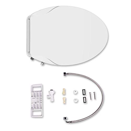 Uni-Green Manual Bidet Toilet Seat, White with Quiet-Close Lid and Seat, Non-Electronic, Dual Nozzles for Rear and Feminine Spray. (Elongated)