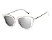 SOJOS Retro Fashion Cat Eye Women Sunglasses Metal Frame Mirrored Lenses SJ1002 with Silver Frame/Silver Mirrored Lens