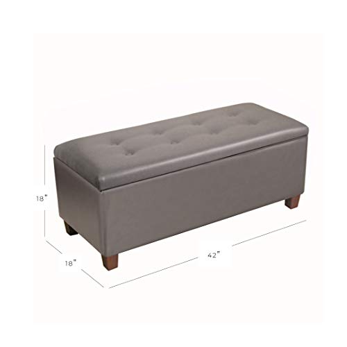 6 HomePop+Leatherette+Rectangular+Storage+Charcoal