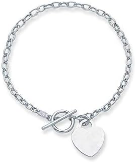 MCS Jewelry 14 Karat White Or Yellow Gold Small Heart Dangle Charm Bracelet 7.5"