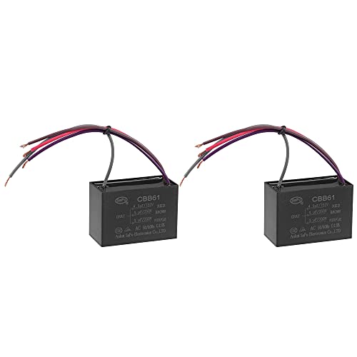 uxcell Ceiling Fan Capacitor CBB61 4.5/5/5uF 350V AC 4 Wires Metallized Polypropylene Film Capacitor 58x44x26mm for Electric Fan Pump Motor Generator 2Pcs: Industrial & Scientific
