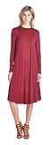 Womens Casual Long Sleeve U Neck Long Dress Top