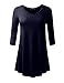A.F.Y All For You Women's 3/4 Sleeve V-Neck Tunic Top With Side Pockets Navy XX-Large
