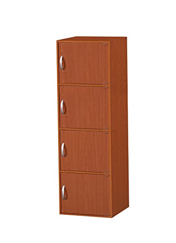 Hodedah 4 Door, Four Shleves, Enclosed Storage Cabinet, Cherry