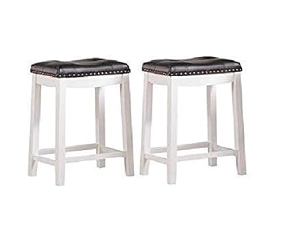Home Bar Furniture Angel Line 43416 21 Cambridge Bar Stools 24 Set Of 2 White With Dark Red Cushion Longwood Forest Products Inc Barstools