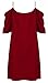 Women Cold Shoulder Chiffon Trumpet Sleeve Spaghetti Strap Dress Tops Red Large