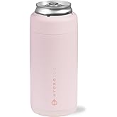 HydroJug Slim Can Cooler - 2-in-1 Insulated Can Cooler Cup - Stainless Steel Slim Can Holder with Non-Slip Rubber Base - Screw-Top Lid - Dishwasher Safe - 12oz, Pink Sand