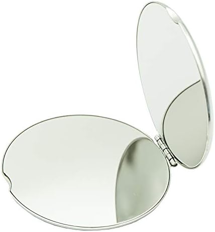Unbreakable Stainless Steel Round Folding Mirror, Small Cosmetic Makeup Vanity Non Glass Mirror, Cute Non Breakable Pocket Mirror for Kids, Girls, Women.