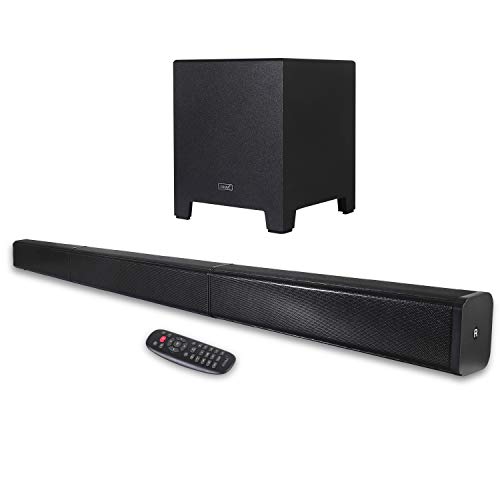 RHM Sound Bar, 40-Inch TV Sound Bar with Subwoofer, 2.1 Chanel Bluetooth Speaker for TV, HDMI(ARC)/Coaxial/Mic/Aux/USB,Surround Sound Home Theater System with Remote Control, Wall Mountable