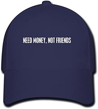 Fbasky Need Money Not Friends Unisex Fashion Baseball Cap Adjustable Hat CM Navy