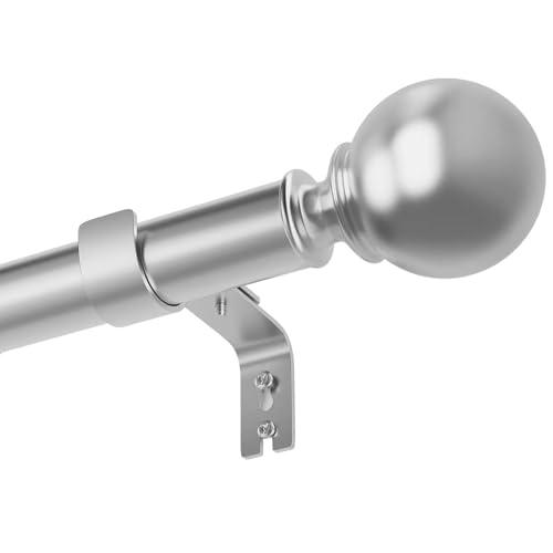 Curtain Rod Living Room Curtain Rods Room Curtain Pole Curtain Rods with Brackets Decorative for Bedroom Living Room Dining Room Office Silver 84-143CM | Curtain Rod with Brackets and Accessories, Small Curtain Rod and Rails for Bedroom and Living Room