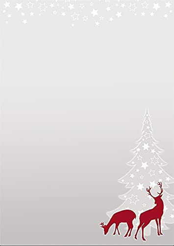 100 Sheets Writing Paper - Design Christmas red Deer 5883