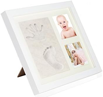 Ideallee Baby Footprint &amp; Handprint Multiple Picture Collage Frame | Acrylic Glass, Wood Framing &amp; Non-Toxic Clay | Hook To Hang Or Stand | Cute Baby Shower Gift, Newborn Keepsake For Images &amp; More