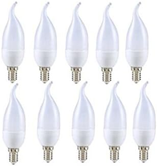 Firstshop E14 5W Small Edison Screw LED Candle Light Bulb 400LM 3000K 6000K 220V,3 Pack 6 Pack 10Pack (white light, 10 pcs)