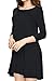 Lock and Love LL WDR930 Womens Round Neck 3/4 Sleeves Trapeze Dress XXXL BLACK