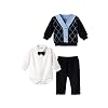 Sofija Schitterend babyjongenspak gentleman outfit baby, lange mouwen blazer en body met vlinderdas en volledige lengte…