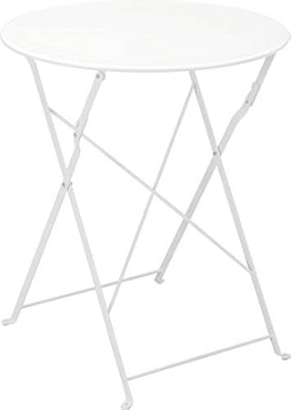 Metall Bistrotisch Ø 60 cm in weiß - Platz sparend zusammenklappbarer