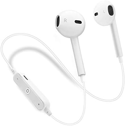 Bluetooth Headphones Wireless Earbuds Noise Cancelling Earphones Mic Microphone Cordless Headphones Sport Running Headset White