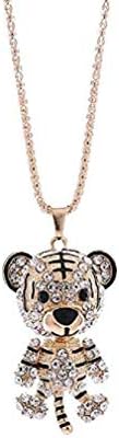 Noopvan Deals Little Tiger Pendant Necklace Women Charm Colorful Cute Tiger Rhinestone Necklace Jewelry (Gold)