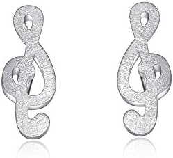 Music Note Stud Earrings Treble Clef Bass Clef Melody Sterling Sliver Studs Unique Christmas Gifts Birthday Gifts for Girlfriend Wife Daughter Mom Women Anniversary Gifts for Her Fashion Jewelry