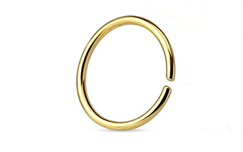 18G PVD Gold Stainless Steel Seamless Hoop Ring (1/4" - 6mm) - Nose, Septum, Cartilage Ear Piercing