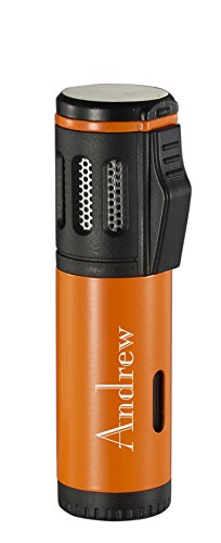 Personalized Visol Artemis Orange Triple Torch Flame Cigar Lighter - Free Engraving (Text)