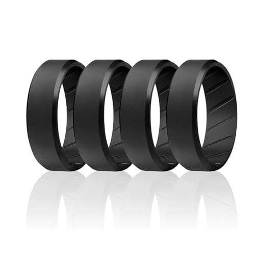 ROQ Silicone Rubber Wedding Ring for Men, Comfort