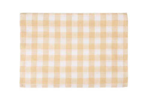 Xia Home Fashions Gingham Check Placemats, 13 by 19-Inch, Yellow, Set of 4