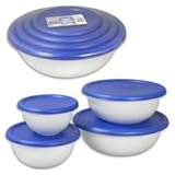Sterilite 07479406 8 Piece Covered Bowl Set, White & Blue (Kitchen)