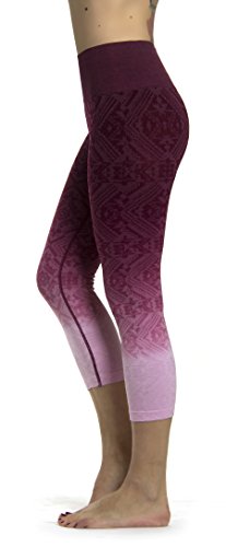 Prolific Health Yoga Leggings Ombre Fitness Performans Pants (Small, Burgundy Inca Ombre Capri)