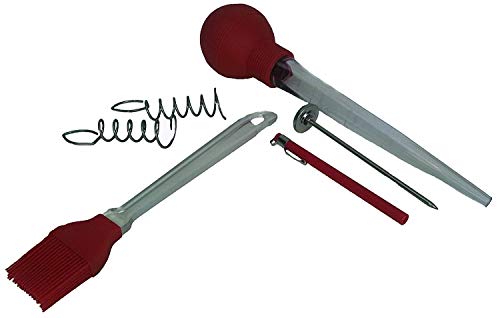 GraniteWare 21 Inch Rectangular Covered Roaster and Roasting Tool Set, Includes Baster, Basting Brush, Instant Read Thermometer, and Spiral Lacers