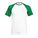 Fruit Of The Loom Mens Short Sleeve Baseball T-Shirt (L) (White/Kelly Green)
