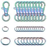 Rainbow Swivel Clasp Swivel Hook with Key Rings Clip Hook Snap Hook Keychain 75 pcs Hardware Accessories for Purse DIY