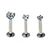 CANDYFANCY 16g 2/3/4mm Cubic Zirconia Triple Forward Helix Ear Cartilage Tragus Studs Earrings Lip Piercing 16 gauge