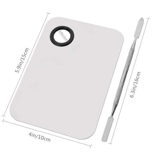 Professional Stainless Steel Makeup Palette Cosmetic Palette with Spatula Tool For Nail Art Eye Shadow Eyelash Makeup Professional Pigment Blending（6 x 4 Inch Sliver）