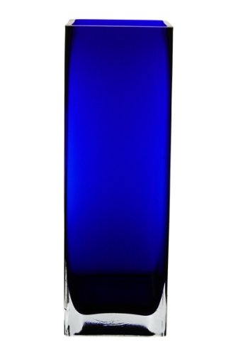 Amazon Com Square Vase Cobalt Blue Glass H 12 Open 4 X 4