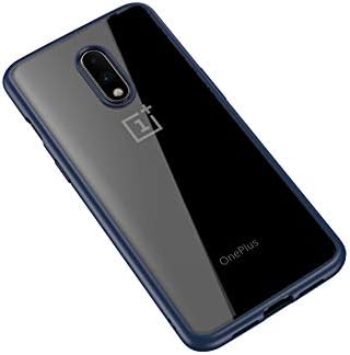 Conelz oneplus 7 case，Soft Silicone Frame + Transparency Acrylic Hard Back Cover for OnePlus 7 (Blue)