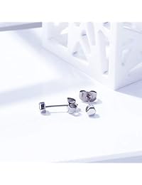 TGNEL - Pendientes de tuerca hexagonales pequeños de titanio, hipoalergénicos, para mujeres y niñas, pulidos