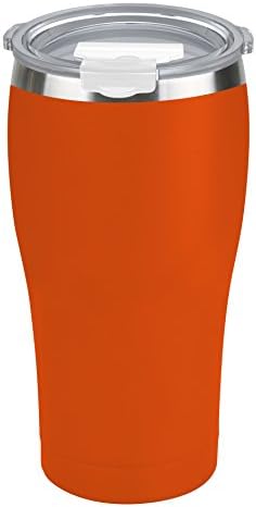 Tahoe Trails 16 oz Stainless Steel Tumbler Vacuum Insulated Double Wall Travel Cup With Lid, Red Orange