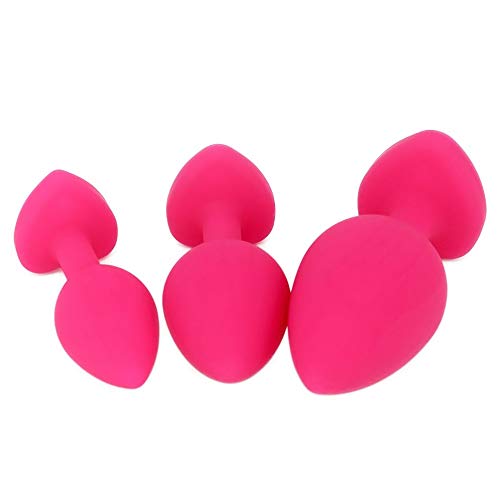 Set of 3 - Bu~tt P~lu~g T-bar Base - Silicone Toys - Erotic Games Role Play - Jeweled Stimulator Toys for Men and Women - 3 pcs Beginners Silicon Anales Set - Best Idea for Gift - Pink