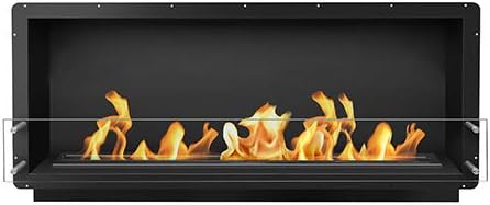 Bio Flame 60? Firebox Ss Single Sided 48� Burner Black Fireplace
