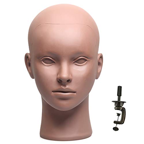 Makeup Mannequin Head for Practice, Bald Mannequin Head for Making Wigs