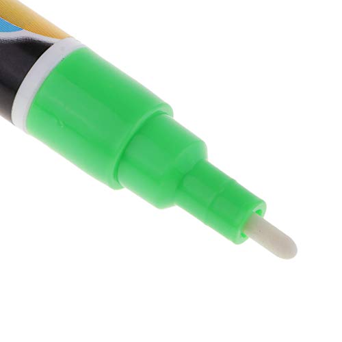 Fityle Highlighter Liquid Chalk Marker Pen 3mm Reversible Round & Chisel Tip for School Art Painting LED Writing Board Neon Effect Writing Pens - 4 Colors - Green